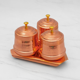 Pure Copper Dry Fruit Jars with Lid | Set of 3 | Copperware | Jar for Dry Fruits and Chocolates | Dabba/Jar/Container